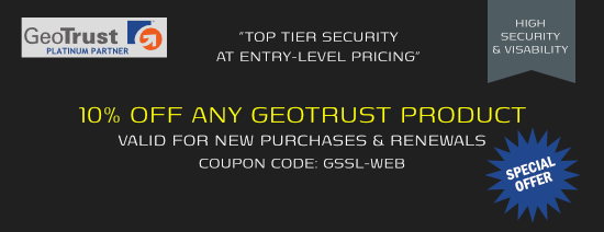 10% off Coupon for GeoTrust SSL Certificates - Coupon Code 
is Valid till 4/30/2024 - PROMO CODE: GSSL-WEB