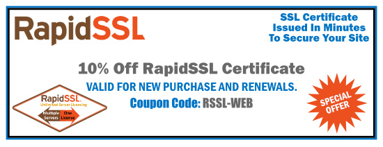 10% Off RapidSSL Certificates - Coupon Code is Valid till 4/30/2023 - PROMO CODE: 
RSSL-WEB