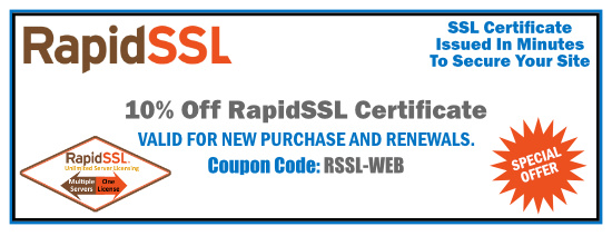 10% Off RapidSSL Certificates - Coupon Code is Valid till 3/31/2024 - PROMO CODE: 
RSSL-WEB