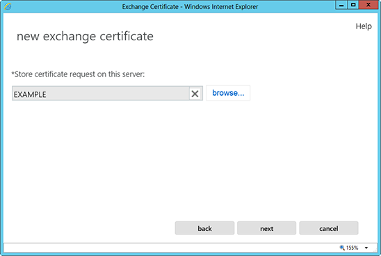 Microsoft Exchange 2013 CSR Creation Step 6