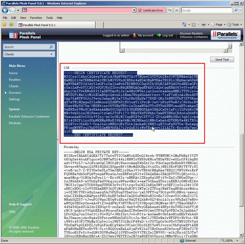 Generate a CSR for Plesk - #4