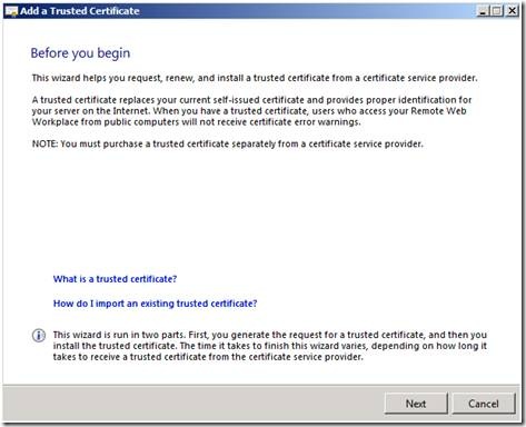 Microsoft SBS Server 2008 CSR Creation Step 2