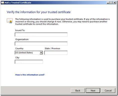 Microsoft SBS Server 2008 CSR Creation Step 4