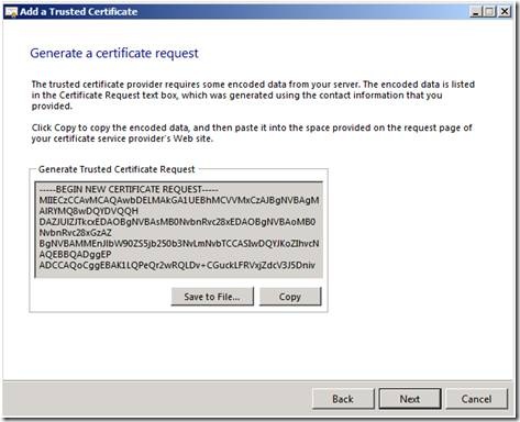 Microsoft SBS Server 2008 CSR Creation Step 5