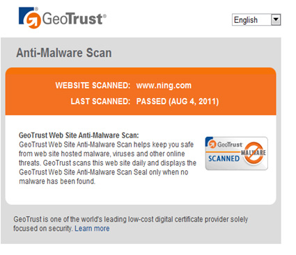 Geotrust Anti-Malware Scan Seal 
Splash Page