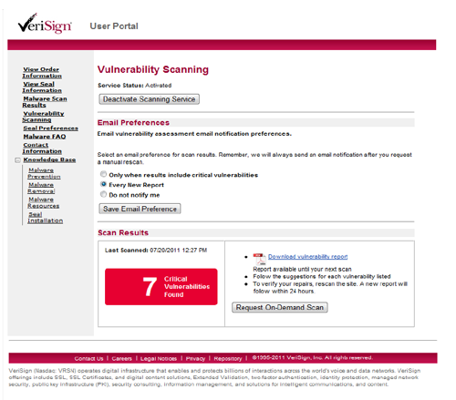 Free Digicert Vulnerability Assessment Scanning Screen Shot