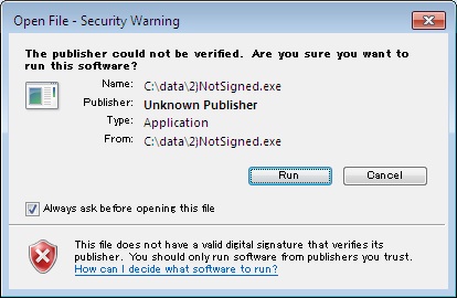 Open File Security Warning Screen